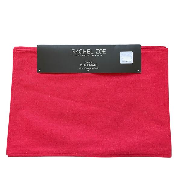 6pc Rachel Zoe Holiday Red Sparkle Placemats 13x19 Chic Christmas Decor New - Picture 9 of 12